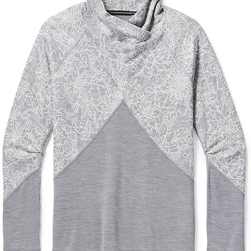 Smartwool Merino 250 Crossover Neck Top - Women's Light Gray Traced Dahlia, L